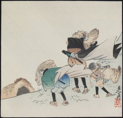 Travelers in a Storm by Shibata Zeshin